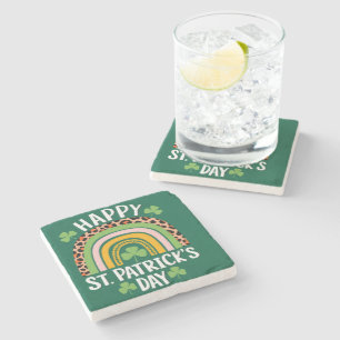 Frohen St. Patrick's Tag Regenbogen Shamrock  Steinuntersetzer
