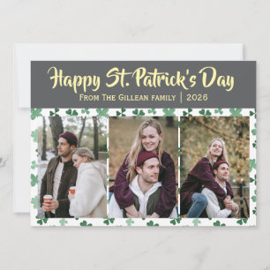 Frohen St. Patricks Tag Shamrocks Familie 3 Foto Feiertagskarte