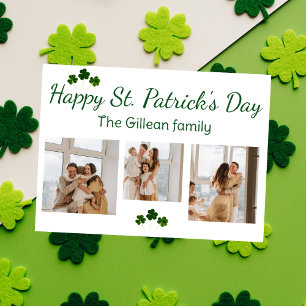 Frohen St. Patricks Tag Shamrocks Familie 3 Foto Feiertagskarte