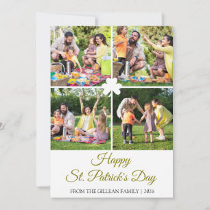 Frohen St. Patricks Tag Shamrocks Familienfoto Feiertagskarte
