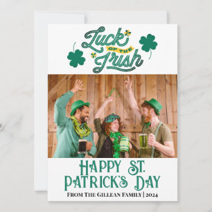 Frohen St. Patrick's Tag Shamrocks Familienfoto Feiertagskarte