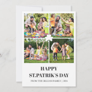 Frohen St. Patrick's Tag Shamrocks Familienfoto Feiertagskarte