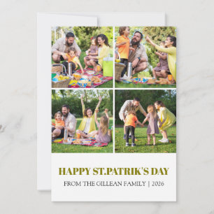 Frohen St. Patrick's Tag Shamrocks Familienfoto Feiertagskarte