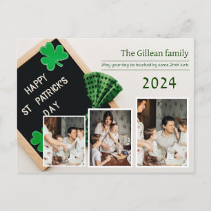 Frohen St. Patricks Tag Shamrocks Familienfoto Feiertagspostkarte