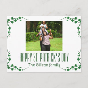 Frohen St. Patrick's Tag Shamrocks Familienfoto Feiertagspostkarte