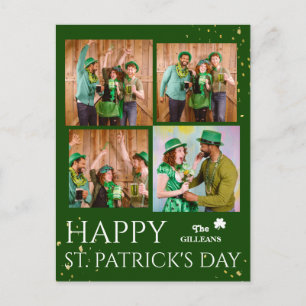 Frohen St. Patrick's Tag Shamrocks Familienfoto Feiertagspostkarte
