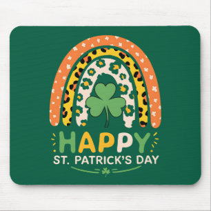 Frohen St. Patrick's Tag Süßer Regenbogen Leopard Mousepad