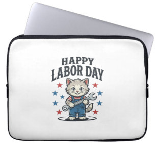 Frohen Tag der Arbeit Katzenarbeiter Patriotisches Laptopschutzhülle