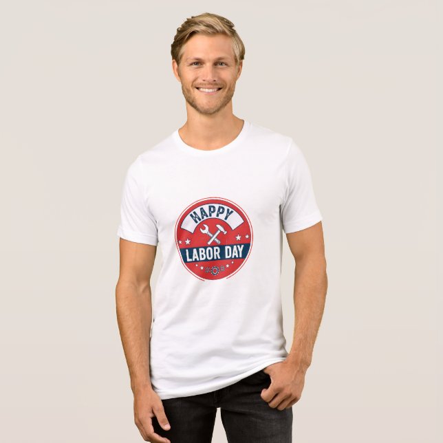 Frohen Tag der Arbeit Tri-Blend Shirt (Vorderseite voll)
