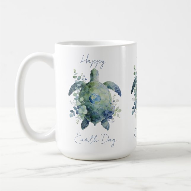 Frohen Tag der Erde Schildkröten-Design Kaffeetasse (Links)