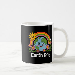 Frohen Tag der Erde Süße Erde mit floralem Tag der Kaffeetasse