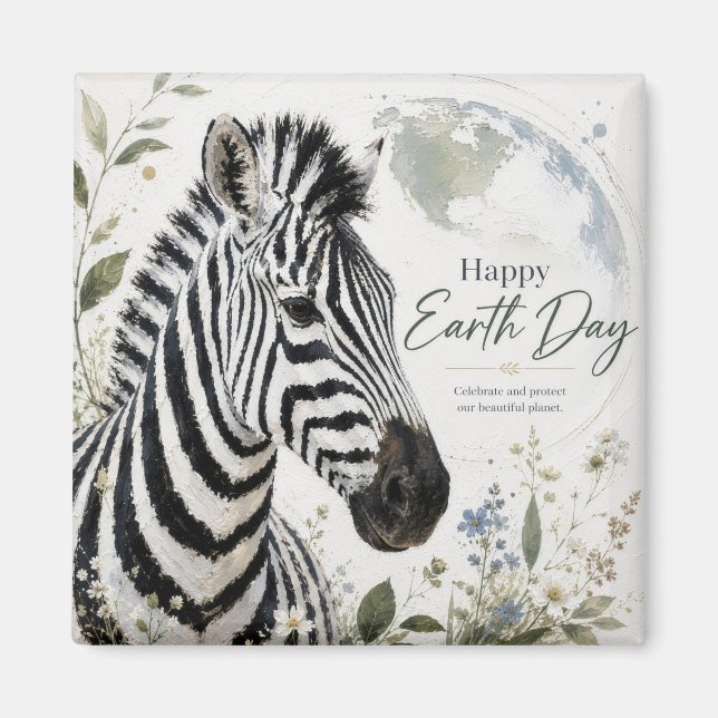 Frohen Tag der Erde Zebra-Wildleben Magnet (Vorne)