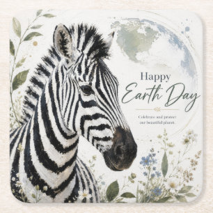 Frohen Tag der Erde Zebra-Wildlife Rechteckiger Pappuntersetzer