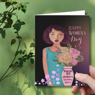 Frohen Tag der Frauen   Frauen mit Vasen Feiertagskarte