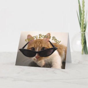 Frohen Tag des Chefs - Coole Katze mit Sonnenbrill Karte