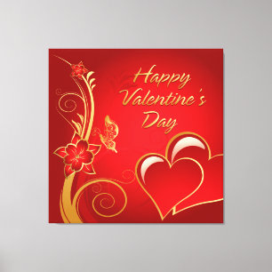 Frohen Valentinstag 3 Wrapped Leinwand