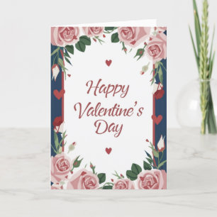 Frohen Valentinstag Blumige Rose Herz Karte