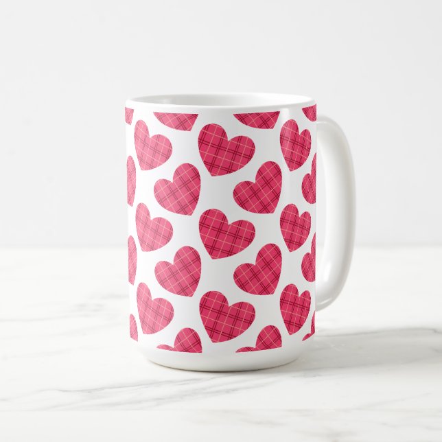 Frohen Valentinstag chic rosa Herzen Kaffeetasse (VorderseiteRechts)