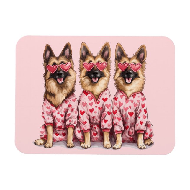 Frohen Valentinstag Deutsche Schäferhunde Magnet (Horizontal)
