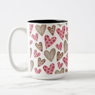 Frohen Valentinstag elegante farbenfrohe Herzen Zweifarbige Tasse
