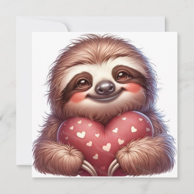 Frohen Valentinstag Faultier Feiertagskarte (Vorderseite)
