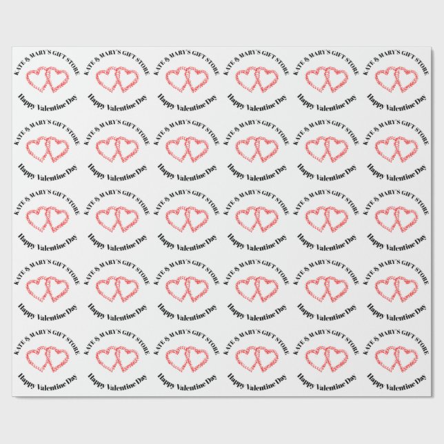 Frohen Valentinstag Geschäft Name  Geschenkpapier (Flach)