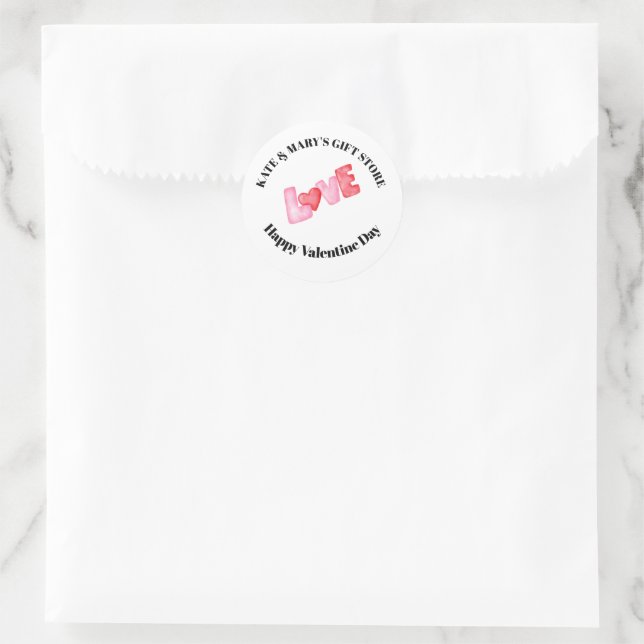 Frohen Valentinstag Geschäft Name  Runder Aufkleber (Tasche)