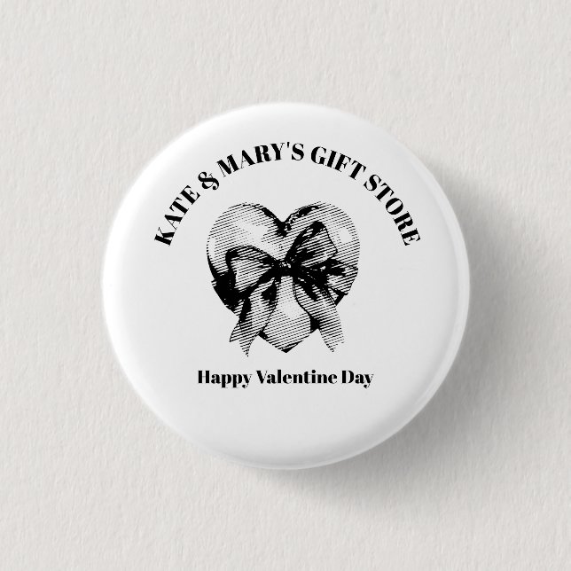 Frohen Valentinstag Geschäftname Button (Vorderseite)