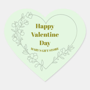 Frohen Valentinstag Geschäftname Klassisch Rund Herz-Aufkleber