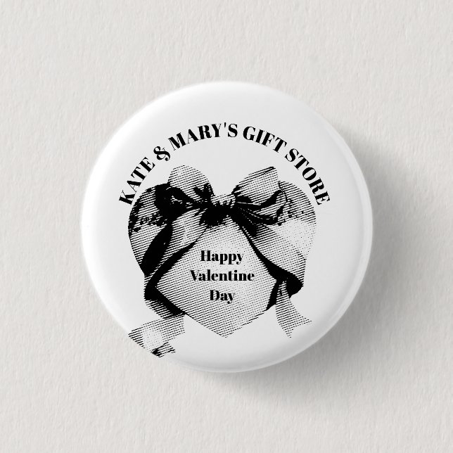 Frohen Valentinstag Geschäftsnamen Button (Vorderseite)