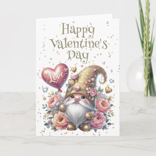 Frohen Valentinstag Gnom Karte (Vorderseite)