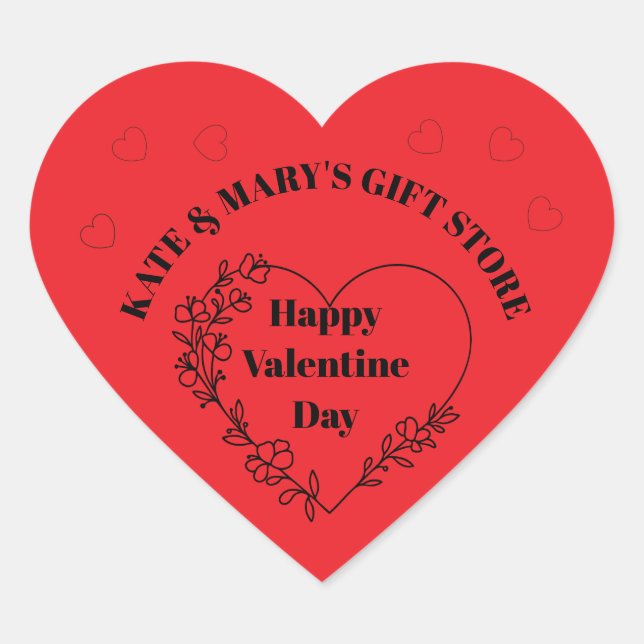 Frohen Valentinstag Herz-Aufkleber (Vorderseite)