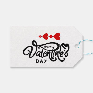 Frohen Valentinstag Kalligrafie Rote Herzen Pfeile Geschenkanhänger