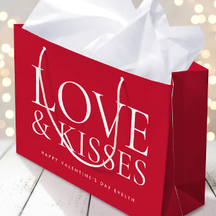 Frohen Valentinstag Liebe & Küsse Rot Große Geschenktüte