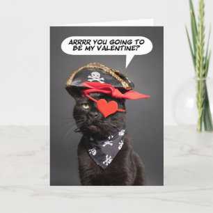 Frohen Valentinstag Lustige Katze Pirat Humor Feiertagskarte