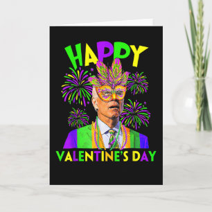 Frohen Valentinstag Lustiger Joe Biden Mardi Gras Karte