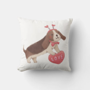 Frohen Valentinstag mit Welpe Kissen