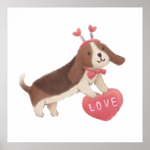Frohen Valentinstag mit Welpe Poster