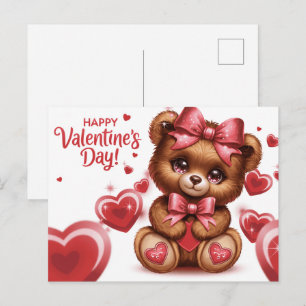 Frohen Valentinstag Ourson -8 Postkarte