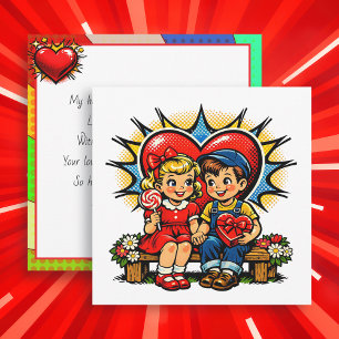 Frohen Valentinstag   Retro-Pop-Art-Vintage Karte