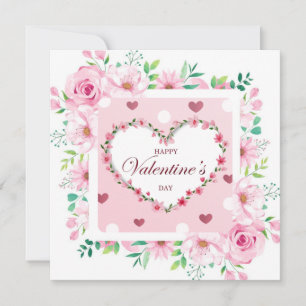 Frohen Valentinstag, Romantisches rosa florales He Einladung