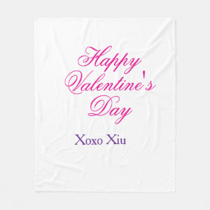 Frohen Valentinstag rosa lila xoxo Liebe Name c Fleecedecke