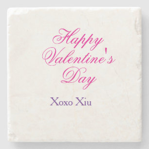 Frohen Valentinstag rosa lila xoxo Liebe Name c Steinuntersetzer