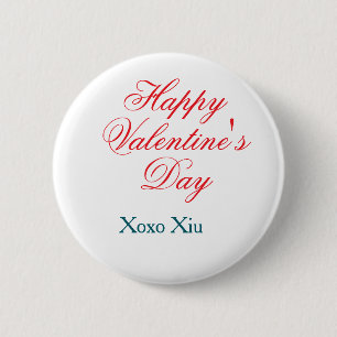 Frohen Valentinstag rot blau xoxo Liebe Name  Button