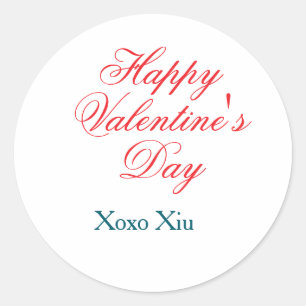 Frohen Valentinstag rot blau xoxo Liebe Name Runder Aufkleber