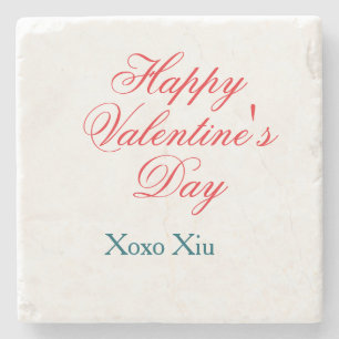 Frohen Valentinstag rot blau xoxo Liebe name Steinuntersetzer