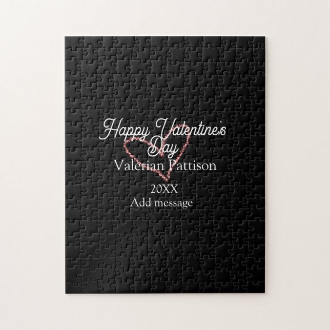 Frohen Valentinstag rotes Glitterherz schwarzer Na (Vertikal)