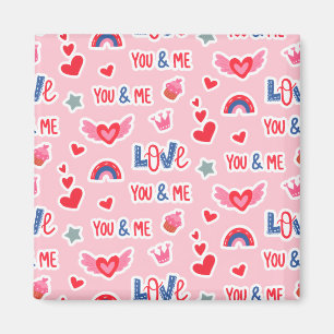 Frohen Valentinstag Rotes Herz Kunst Romantischer Magnet