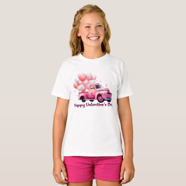 Frohen Valentinstag Sattelschlepper  T-Shirt (Vorne ganz)