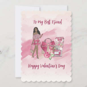 Frohen Valentinstag Schwarze Frau beste Freundin Feiertagskarte